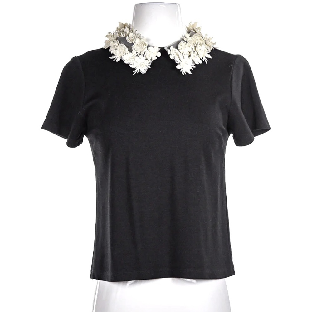 Aqua Flower Lace Embellished Top